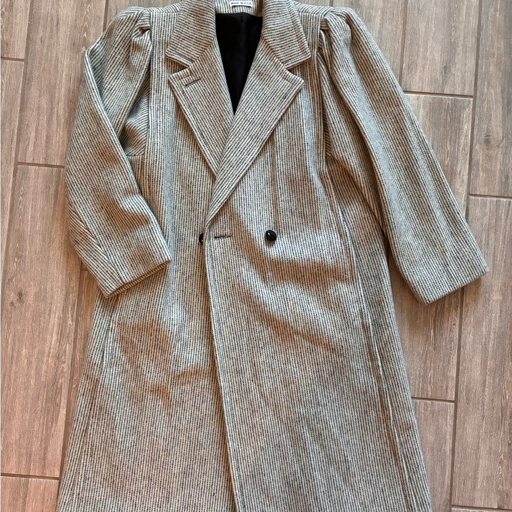 J. Jill Women's Black and White Striped Trench Coat